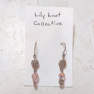 1.75 Inch Pink Czech Bead AB Finish Dangle Earrings Handmade Jewelry